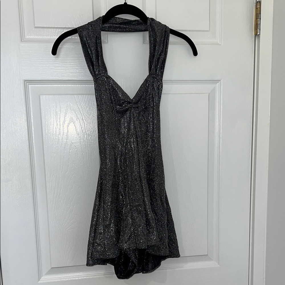 Sparkling Silver Halter Romper
